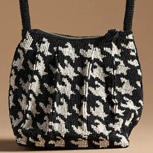 Anthropologie Houndstooth Beaded Mini Bag - Brand New